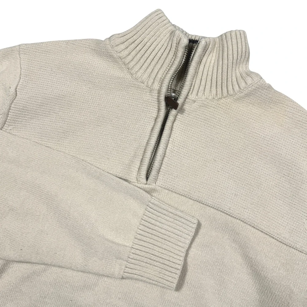 Dockers Mens Quarter Zip Pullover‎ Sweater Beige Cotton Medium